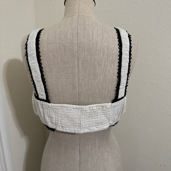 Free People White Crop Top with Black Trim - Picture 2 of 4